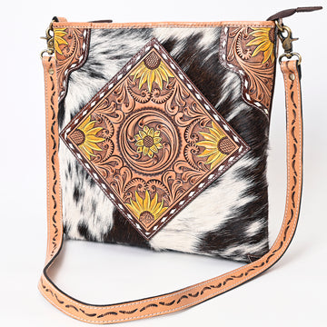 American Darling Cross Body Hand Tooled Hair on Genuine Leather Western Women Bag | Black Handbag Purse Crossbody for Cute